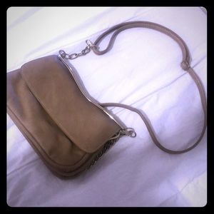 Brown leather cross body purse